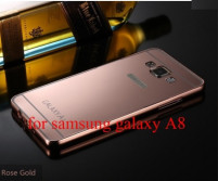 Луксозен алуминиев бъмпър с огледален твърд гръб за Samsung Galaxy A8 A800F златист